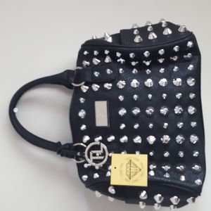 Traci Lynn Black/Silver Stud N' Chic Handbag